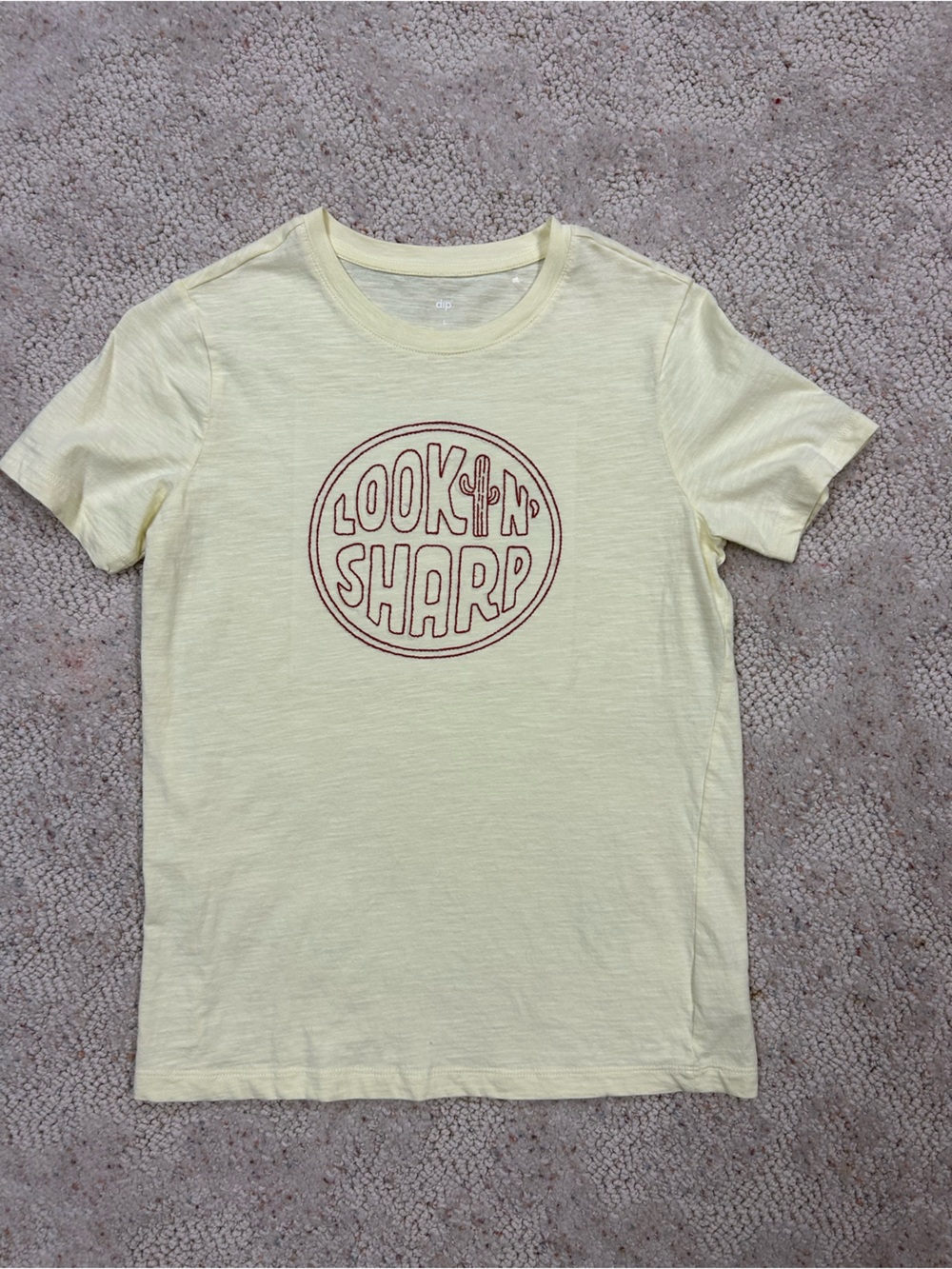 Kids "Lookin' Sharp" Short Sleeve Tee - Pale Yellow Large